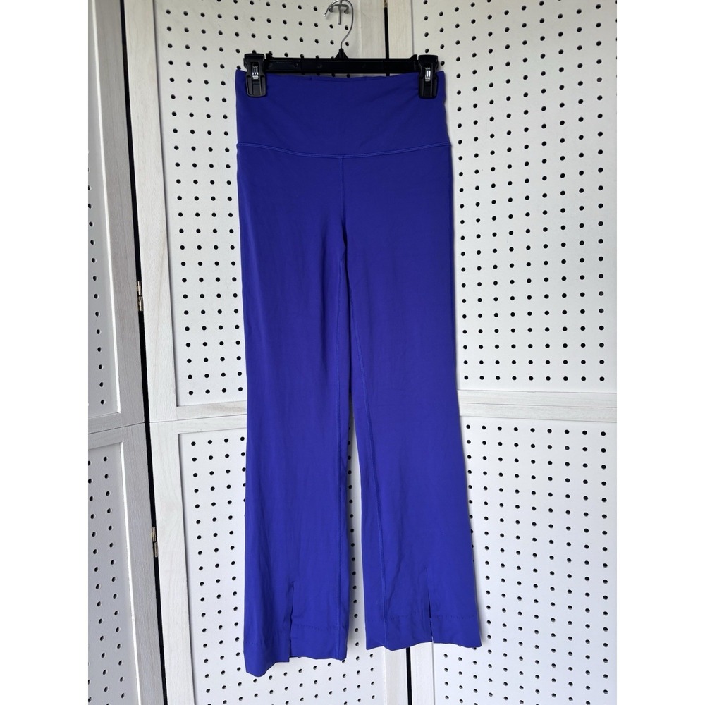Athleta Elation Split Hem Flare Leggings Purple High Rise Yoga Pants Small
